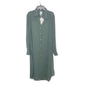 Lightweight longline pale green cover with side slits medium NWT